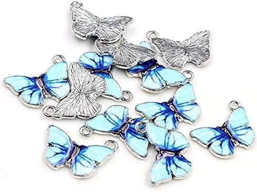10Pcs Orange Colorful Butterfly Charms Pendant Enamel Metal Small Charms Necklace Bracelet For DIY Jewelry Making Accessories Beading and Making Beading and Jewelry 21x15mm - Image 5