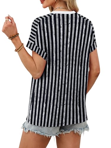 Image of WIHOLL Womens Tops Short Sleeve Shirts Summer Outfits 2026 Spring Dressy Casual Clothes Clothing
