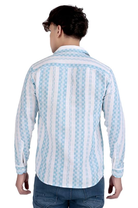 Image of Men's Khadie Cotton Long Sleeves Striped Casual Shirt