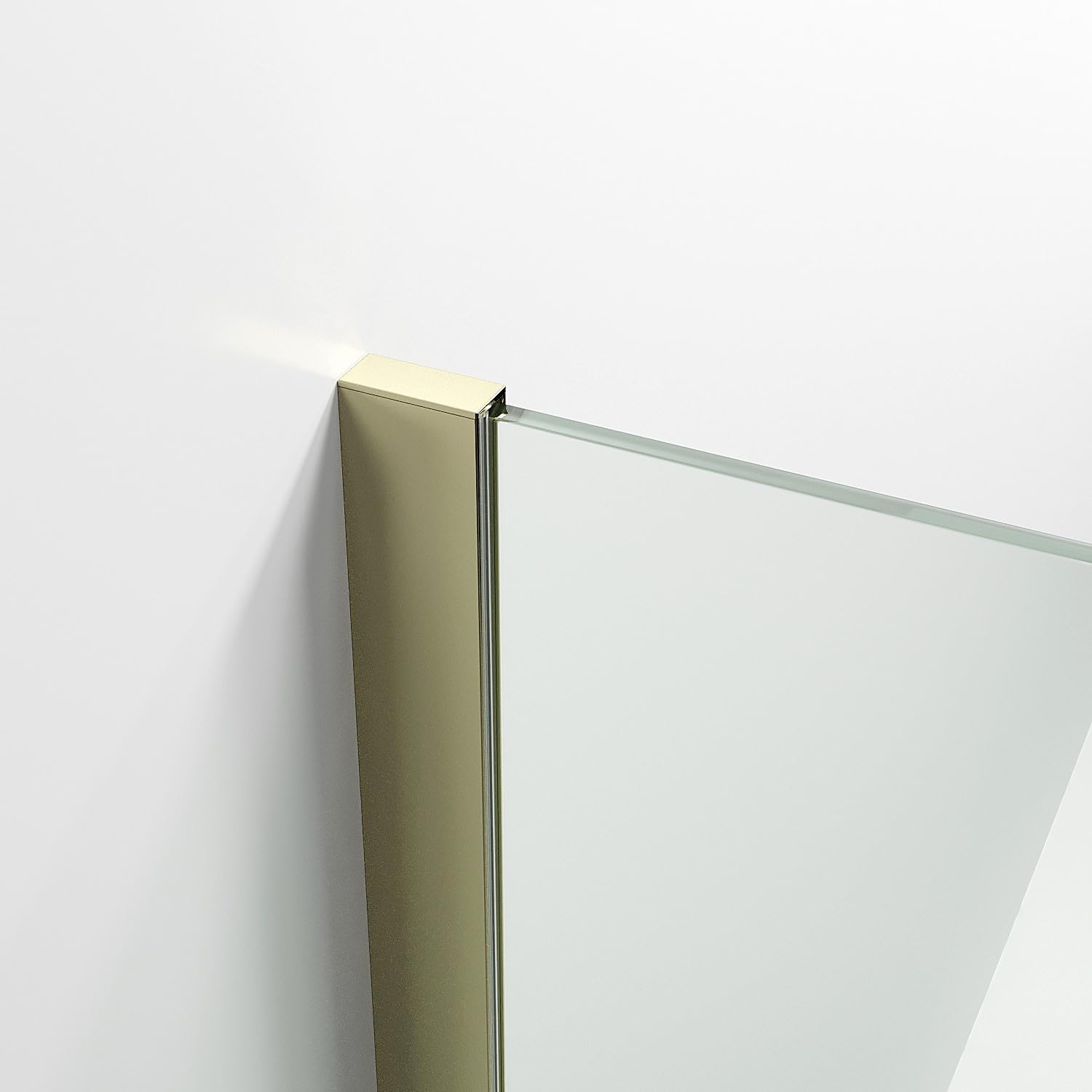 Wandanschlussprofil Wandprofil für Dusche Duschwand Glas U-Profil aus Aluminium mit Stabilisationsstange Stabilisierungsstange Duschkabine Stabilisator Aluminium Gebürstetes Gold für Glasstärke 8 mm
