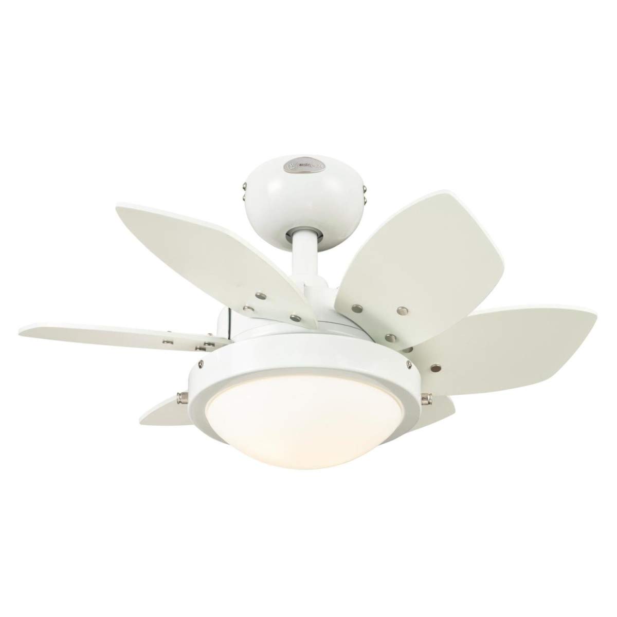24 in. Opal Frosted Glass Indoor Ceiling Fan with Reversible Blades - White & Beech