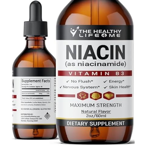 The Healthy Life 4 ME Vitamin B3 Niacinamide Liquid | 20mg Serving 60 Days Supply | Vitamin B Liquid Drops | 2oz Clear Cover