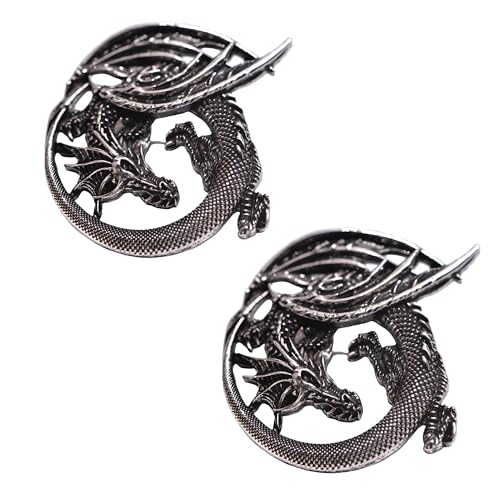 Image of 2PCS Retro Viking Brooch For Women Dragon Brooch Talisman Jewelry, Gift For Men