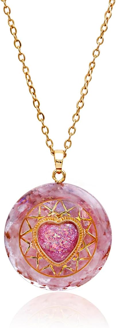 Day Day Up Orgone Pendant Heart Energy Necklace - Healing Crystal Necklaces For Women With Reiki Quartz Gemstones - Fashion Jewelry