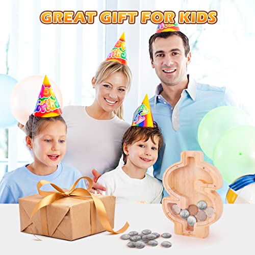 Icnice Wood Piggy Bank For Kids Boys Girls, Piggy Bank In The Shape Of Dollar Sign, Personalized Wooden, Coin Bank Birthday Gift For Kids, Children's Day Gift #TOP3