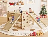DEYGIA 10-in-1 Indoor Jungle Gym, Wooden Indoor Playground for Kids 1-3, Toddler Playground with Climbing Arch, Ladder, Rock and Slide, Montessori Climbing Set Play Gym - Wood