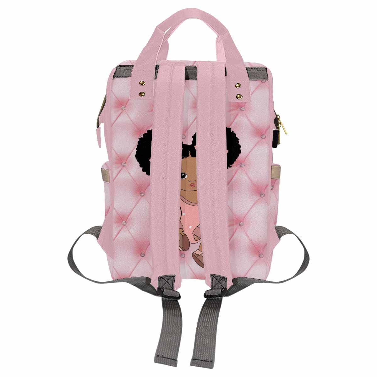 InterestPrint Custom Name Backpack, Little Princess Pink Personalized Diapering Bag Backpack Nappy Bags Fashion Casual Daypack Travel Shoulder Bag for Unisex Hiking Camping Work