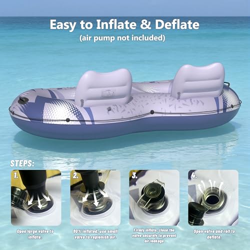 Image of JOSEN Inflatable River Tube Float - 2 Person Heavy Duty River Float, Pool Floats Adult, Lake River Floats Water Tubes for Floating with Removable Cooler & Cupholders for Summer Relaxation