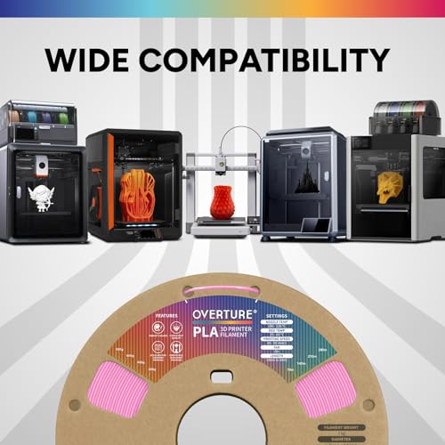 Image of OVERTURE PLA Filament 1.75mm, Neatly Wound 3D Printer Filament 1kg Spool (2.2lbs), Dimensional Accuracy + /- 0.02 mm, Fit Most FDM 3D Printers (Pink)