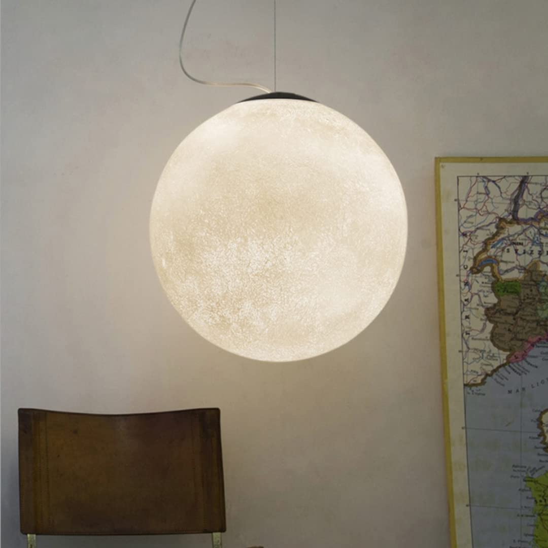 Moon Lámpara colgante Creative Planet Chandelier Art Moon Mesita de noche Lámpara de techo Orb Lámpara de techo Colgante Luz de luna para dormitorio, comedor, pasillo