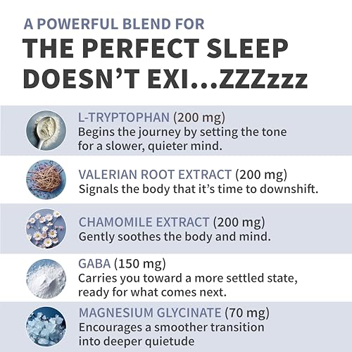 12-in-1 Sleep Support Capsules - Melatonin-Free and Non-Habit Forming Sleep Supplement with a Balanced Blend of Magnesium, Ashwagandha, L-Tryptophan, Valerian Root, GABA and 5-HTP (90 Capsules) - Image 3