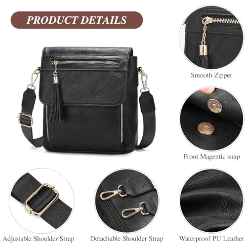 Image of UBAYMAX Leather Crossbody Purses for Women, Trendy Vegan Crossbody Bags Hobo Purses Bag Shoulder With Adjustable Guitar Strap