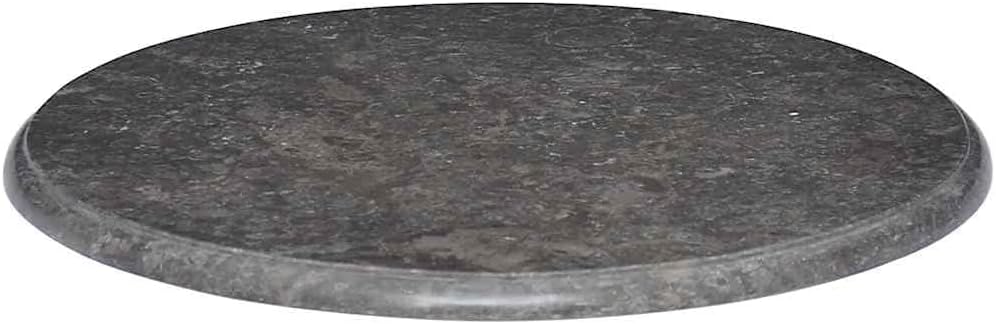 23.6-Inch Round Marble Table Top, Replacement Stone Surface for Dining, Coffee, Bistro or Side Tables, Black Finish