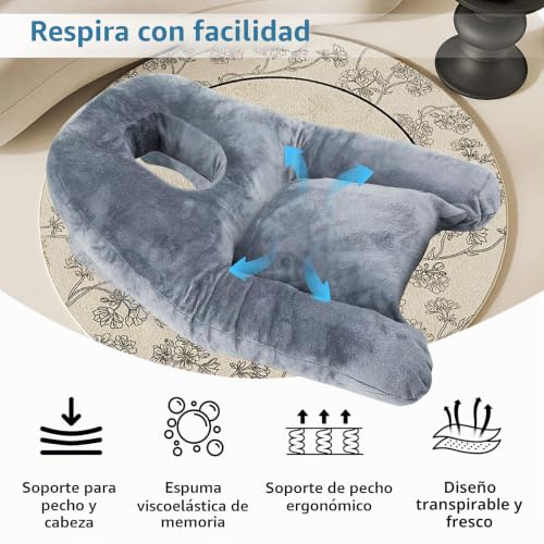 Almohada para dormir boca abajo ajustable y cojín facial postoperatorio 6