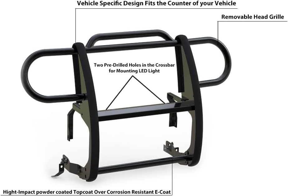 Black Horse Grille brush Bumper Guard Modular Black Compatible with 2020-2024 Jeep Gladiator|2018-2024 Jeep Wrangler(Excl. 21-24 V8 engine and trims)-17JPJLMA