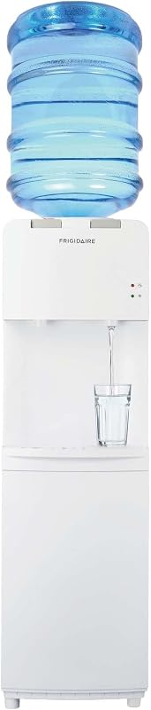 Frigidaire EFWC498, dispensador de agua fría y caliente de carga superior para el hogar, garaje, dormitorio, casa rodante y cabaña, botellas de 3 y 5 galones, 11" de profundidad x 11,5" de ancho x 36" de alto, blanco