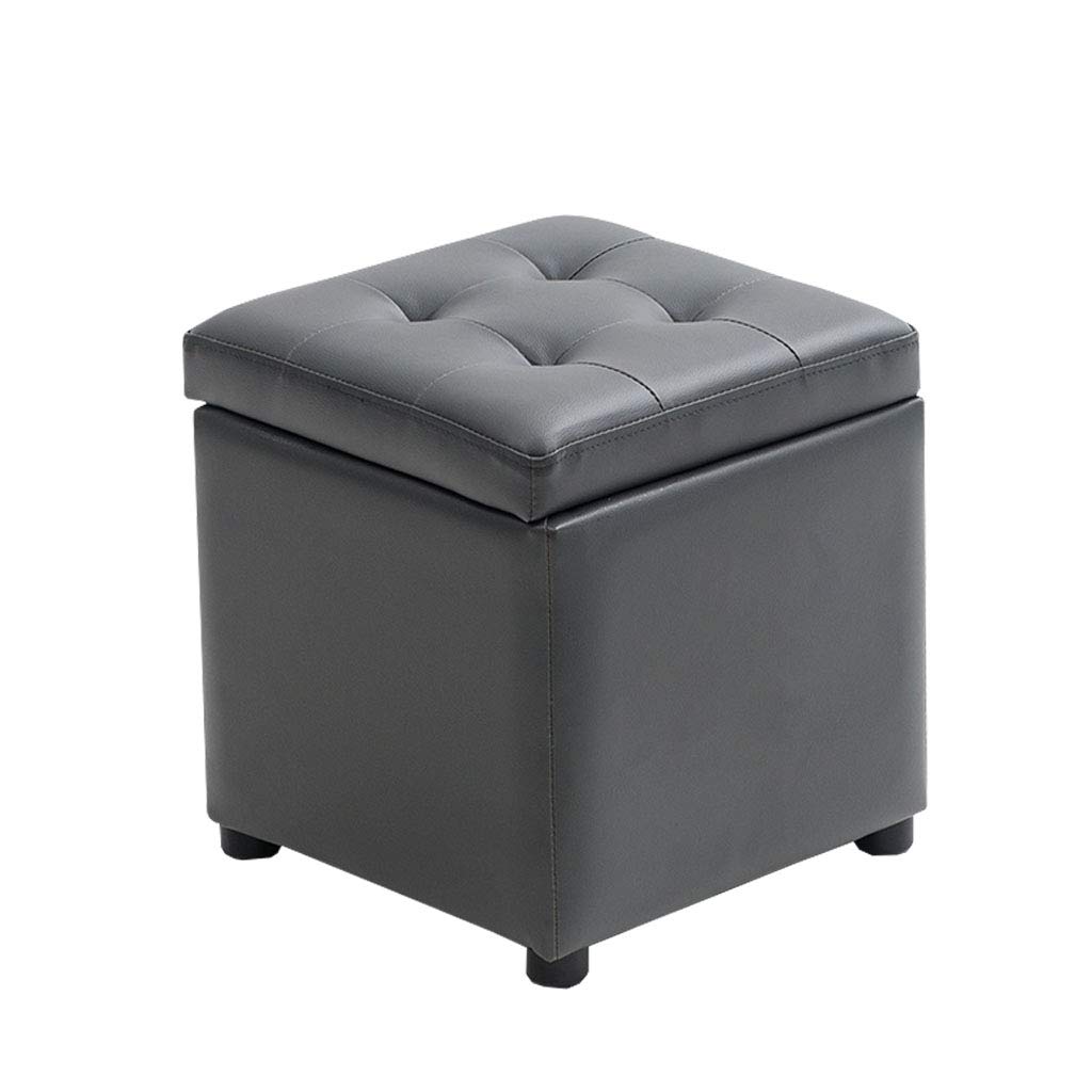 Tabouret de rangement ottoman gris en PVC et éponge DASHADAO