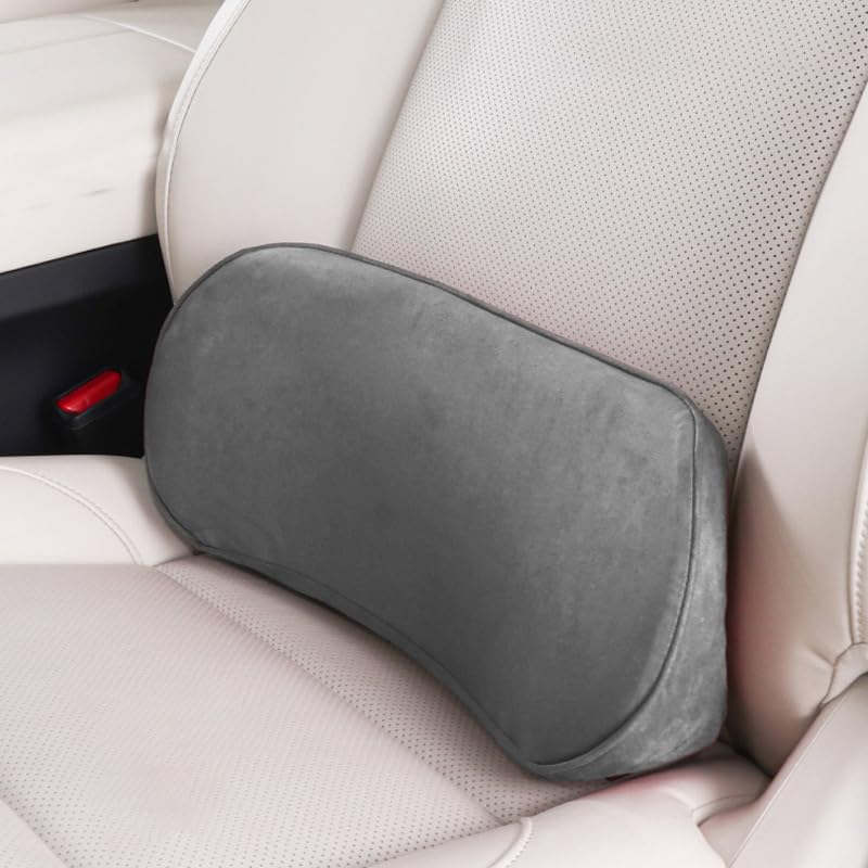 Image of PilloWillo Lumbar Support Wedge Pillow for Car Seat & Office Chair | Memory Foam Back Cushion for Lower Back Pain Relief | Ergonomic Waist Support for Driving, Office & Long Travel Sitting | Silver