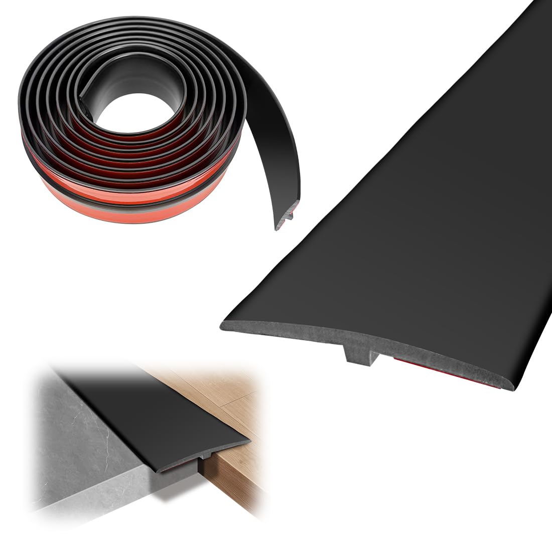 T-profiel overgangslijst, pvc-deurdrempels lijst, 3 m x 5 cm overgangsprofiel, zelfklevend, vloerhoogtecompensatie, afdekstrip voor parketvloeren, laminaten, drempels (esdoornhout