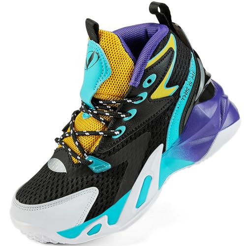 Image of VITUOFLY Kids Basketball Shoes Boys Sneakers Girls Mid-top Sports Shoes | Ankle protection, Non-slip TPR outsole, Cushioned shock-absorbing EVA midsole, Indoor outdoor sports for little & big kids