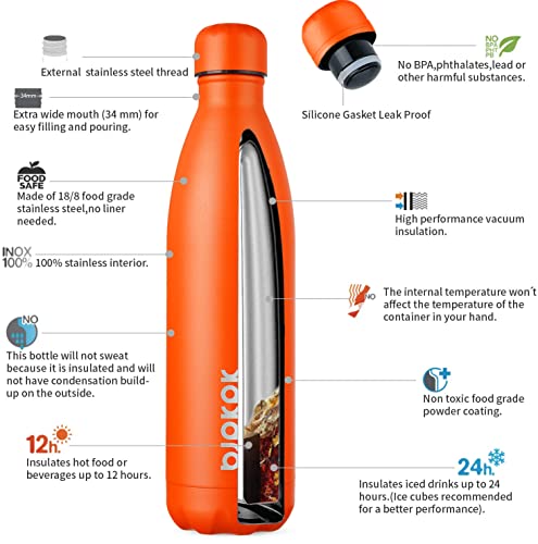 Image of BJPKPK 25 oz Insulated Water Bottle, Stainless Steel Flask, Leak Proof