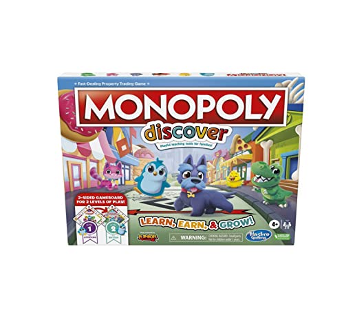 Monopoly - My First Monopoly, gioco da tavolo per bambini dai 4 anni in su, tavola a 2 lati, strumenti di apprendimento per famiglie, multicolore