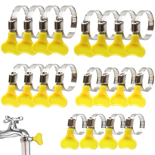 20Pcs Hose Clips Set Stainless Steel Tightening Pipe Clips 5 Size Adjustable Pipe Clips Worm Drive Clamps Assortment Kit for Securing Home Gas Flexible Connections 16/25/29/32/44mm