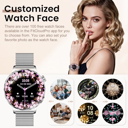 Image of Smart Watches for Women, 1.27'' Smartwatches (Answer /Make Calls) Compatible with iPhone /Android Phones, IP68 Waterproof Fitness Tracker Watch with Sleep Monitor, 100+ Sports Modes (Silver)