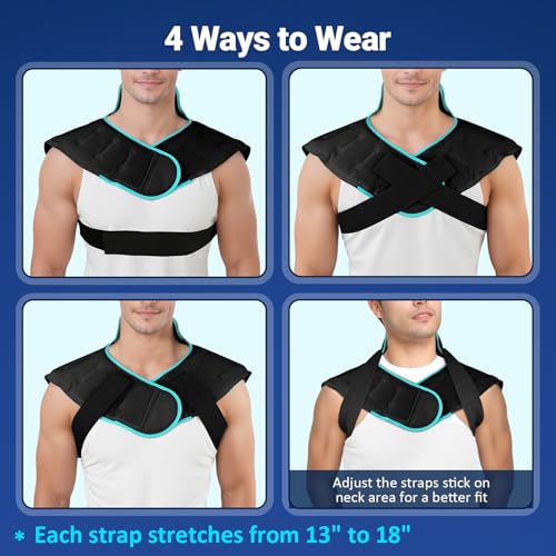 Image of Comfytemp Large Ice Pack for Neck Shoulders Upper Back Pain Relief with Straps, Reusable Gel Ice Wrap Hot Cold Compress Therapy Recovery for Upper Back, Cervical Injuries, Rotator Cuff (Large, Black)