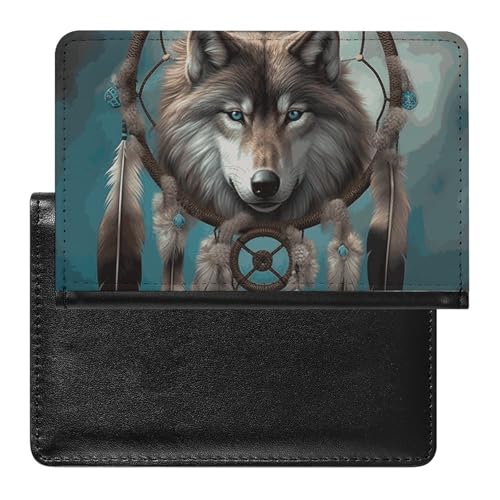 Porte-passeport pour homme et femme loup attrape-rêves