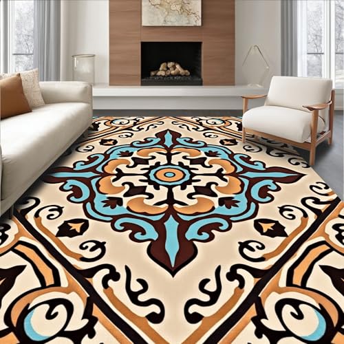 ODIKA Flatwoven High Traffic Area Rug 2x3, Vintage Inspired Medallion