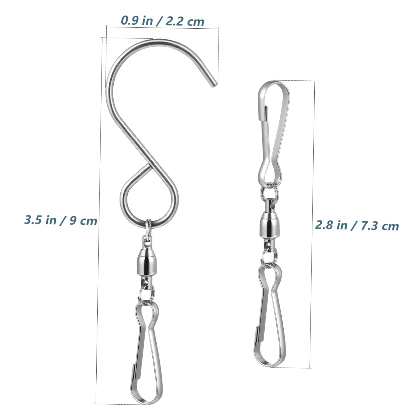 ERINGOGO 12 Pcs Stainless Steel Wind Chime Hooks Swivel Clips for Bird Feeders Flower Baskets Easy Installation Sturdy Construction Lightweight Portable Hangers for Outdoor Decor