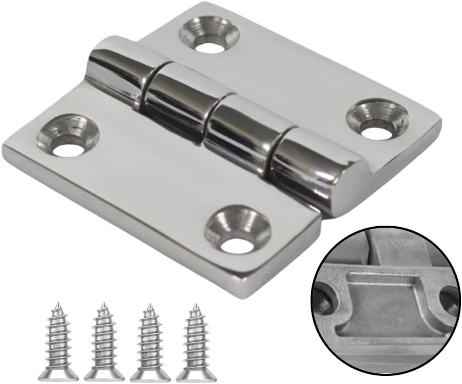 Boat Hatch Hinges,Stainless Steel, Thick Structure, Hinges for Cabinets and Boating, Casting Cabinet Hardware Door Hinge (4pcs 50 * 50 * 4mm(2" x 2")-304+16PCS Screw)