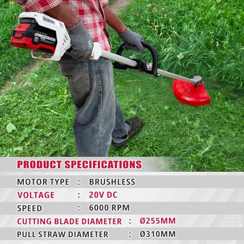 Image of IBELL BB20-30 Cordless Trimmer /Brush Cutter /Grass Cutter 20V BLDC Motor 6000 RPM,4.0Ah Battery & Fast Charger,Blade & Trimmer Head,for Garden, Lawn, Yard,Lightweight Tool- 6 Months Warranty