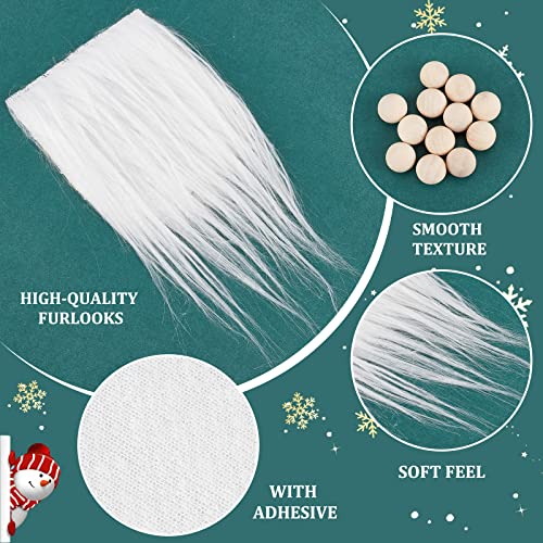 GORGECRAFT 24 Pieces Gnome Beard Unfinished Wooden Balls Braids Dwarf Beard Kit Faux Fur Beard Hair Set for DIY Handmade Gnome Sewing Craft Patches Easter Christmas Party Supplies - Image 4