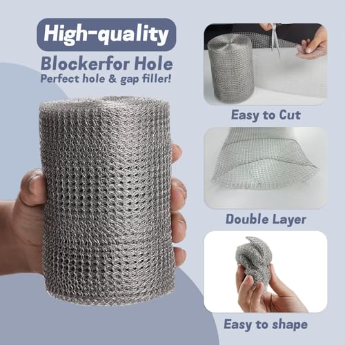534 x 30 ft 304 stainless steel mesh wire mesh for rodent hole fill fabric gap blocker double layer metal mesh roll flexible stretchy for garden house and diy a-534 x 30 ft