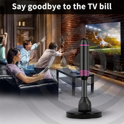 Image of Indoor TV Antenna with 2 Signal Boosters & 32FT Cable - Digital Antenna for Smart TV, Magnetic Base, Supports 4K 1080p - Dual Amplifiers for Long Range Reception of Local Channels(Pink)