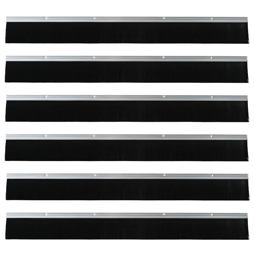 6 x Türbürstendichtung 100 cm Silber zum Aufstecken - Aluminium Türbodendichtung für Zugluft Staub Insektenschutz