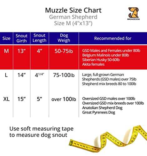 Bronzedog German Shepherd Dog Muzzle Wire Metal Basket Adjustable Leather Muzzle For Large Dogs (Size M) #TOP1