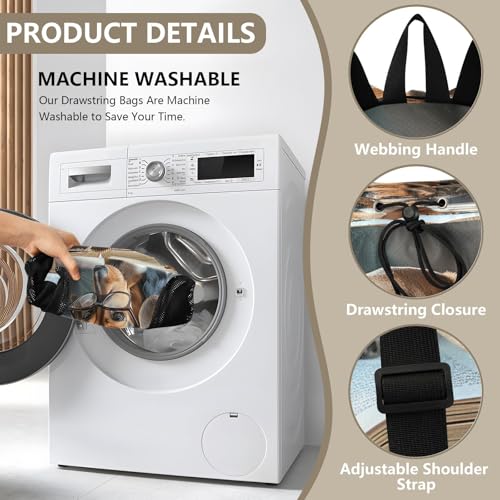 Mesh Gym Swimming Bags for Men & Women, Cute Funny Reading Dog Large Drawstring Backpack with Dry-Wet Pocket, Lightweight Gym Bag for Sports, Travel, Beach, Workout Gear3