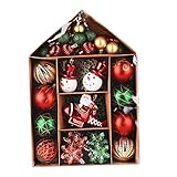 Einfach am Weihnachtsbaum aufzuhängen: Das Paket mit Weihnachtsschmuck-Set enthält Kugel, Schneemann, Haus, Glocken, Schneeflocken, Geschenkbox usw. 70 Stück Weihnachtskugel-Ornamente in verschiedenen Formen und Designs, alle mit Aufhängekappe und Lanyard .Weihnachtsschmuck lässt sich einfach an den Baum hängen.