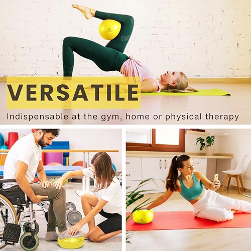ProBody Pilates Small Exercise Ball with Pump - 9 Inch Workout Ball for Stability, Barre, Yoga, Core & Physical Therapy, Home Gym & Office Use (Yellow) - Thumbnail 7