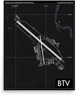 Works of Air, Burlington International Airport (BTV), Aviation Decor, Pilot Gift, BTV Poster, Vermont Air Guard Jet Print (Black - Unframed, 16" x 20")