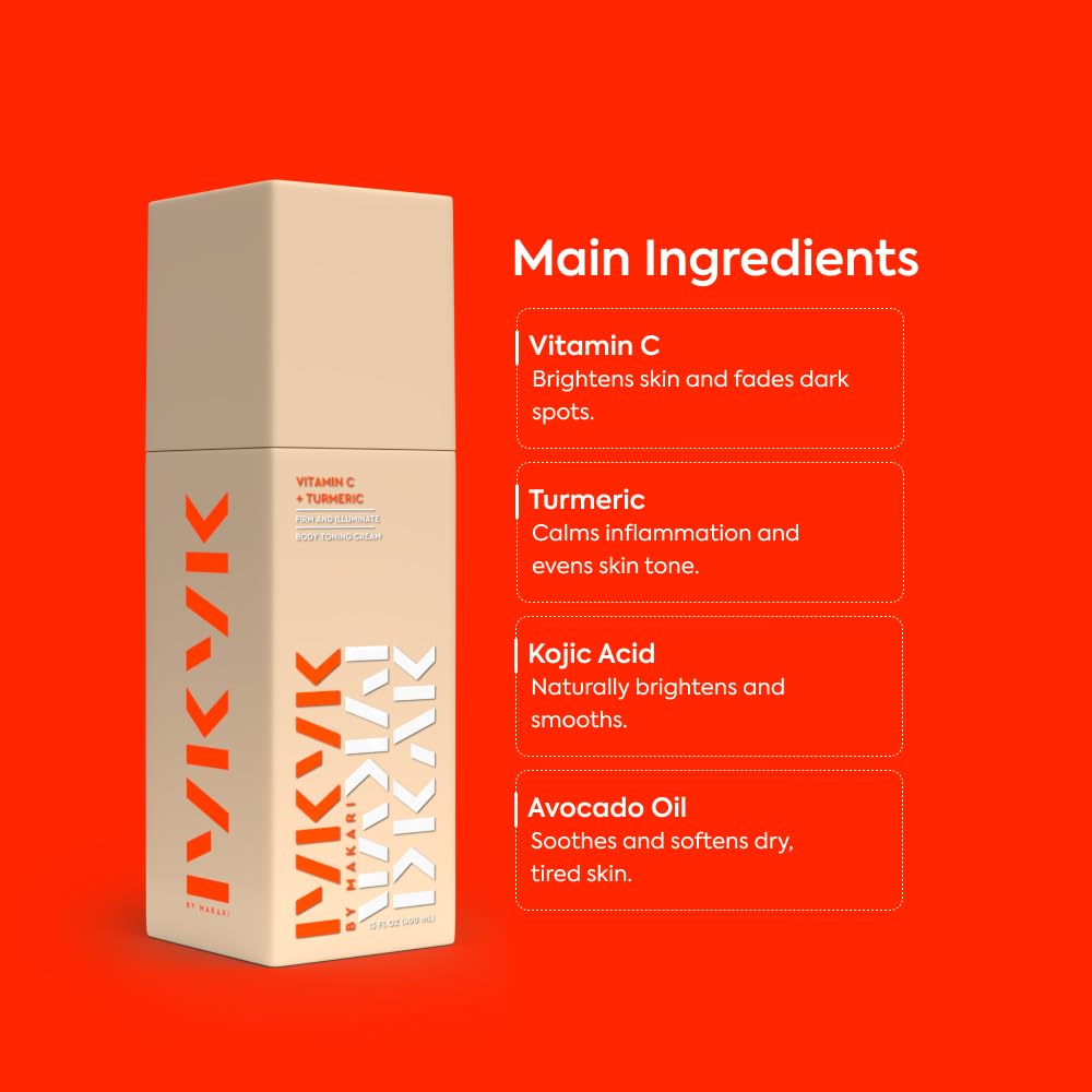 MAKARI IYKYK Vitamin C + Turmeric Body Toning Cream | Lightweight Firming Lotion for Women | Helps Improve the Look of Dark Spots | Vegan, Fragrance-Free - Image 5