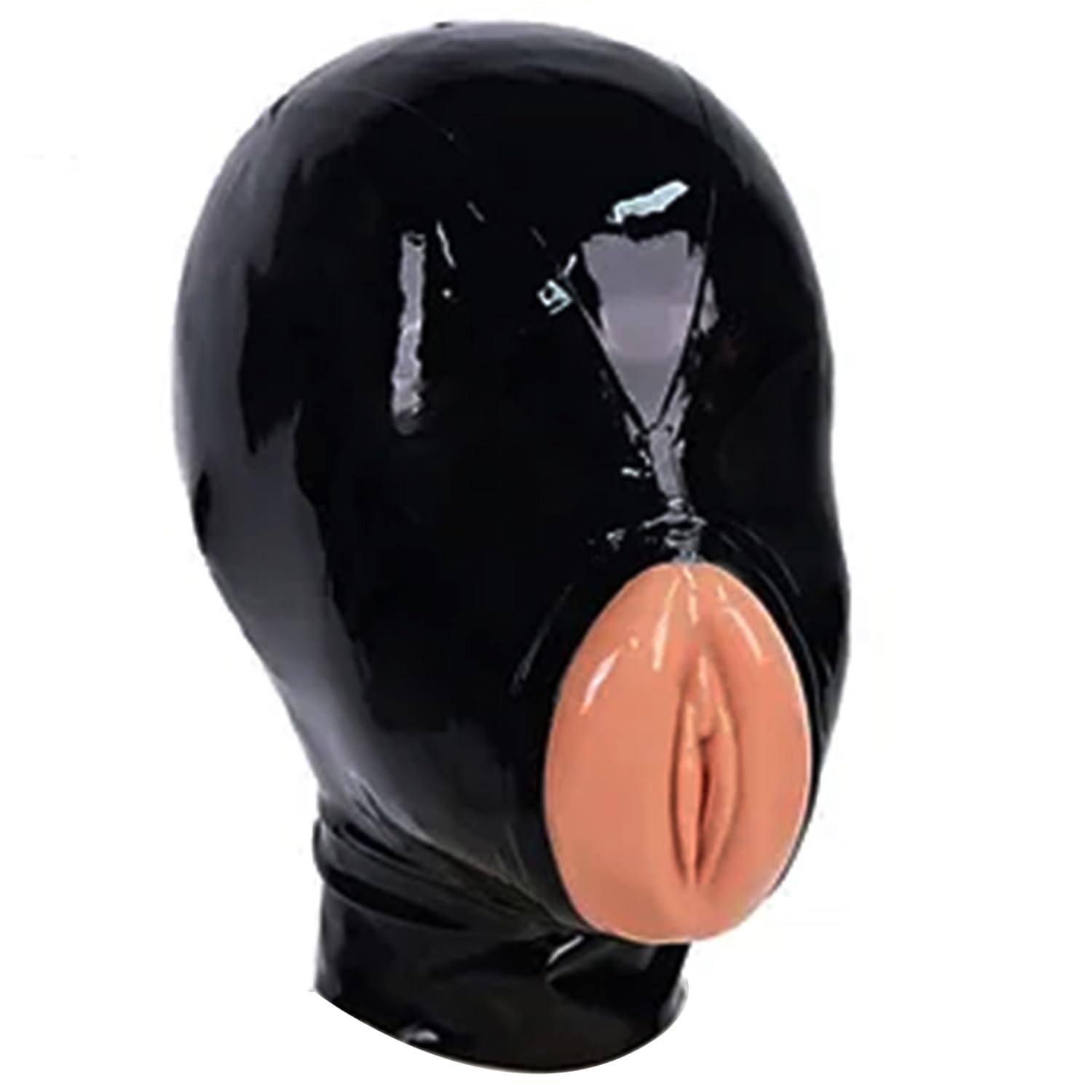 MFMYEE Masque en latex bondage, coiffe avec bâillon en silicone, costume BDSM en latex, accessoire sexuel pour jeux de rôle d'Halloween，noir：S