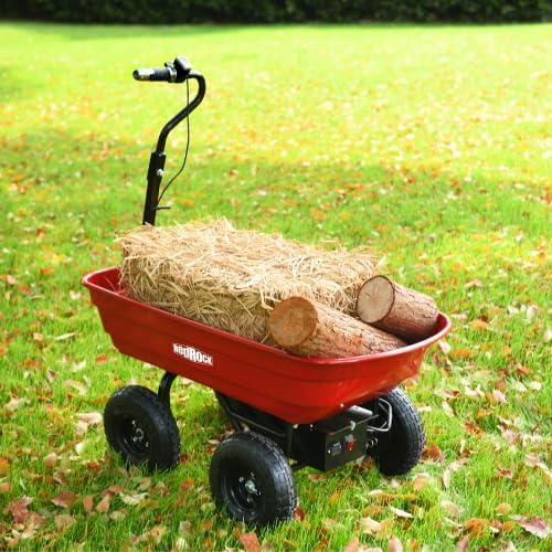 Electric Wheelbarrow Battery Powered Garden Utility Wagon 2-Wheel Dump Cart with Steel Handle for Lawn Yard, 264 lbs Load Capacity