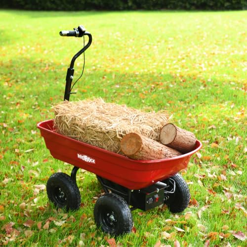 Carretilla eléctrica para jardín con batería, 2 ruedas, capacidad de carga 264 lbs, estructura de acero y color rojo miniatura 1