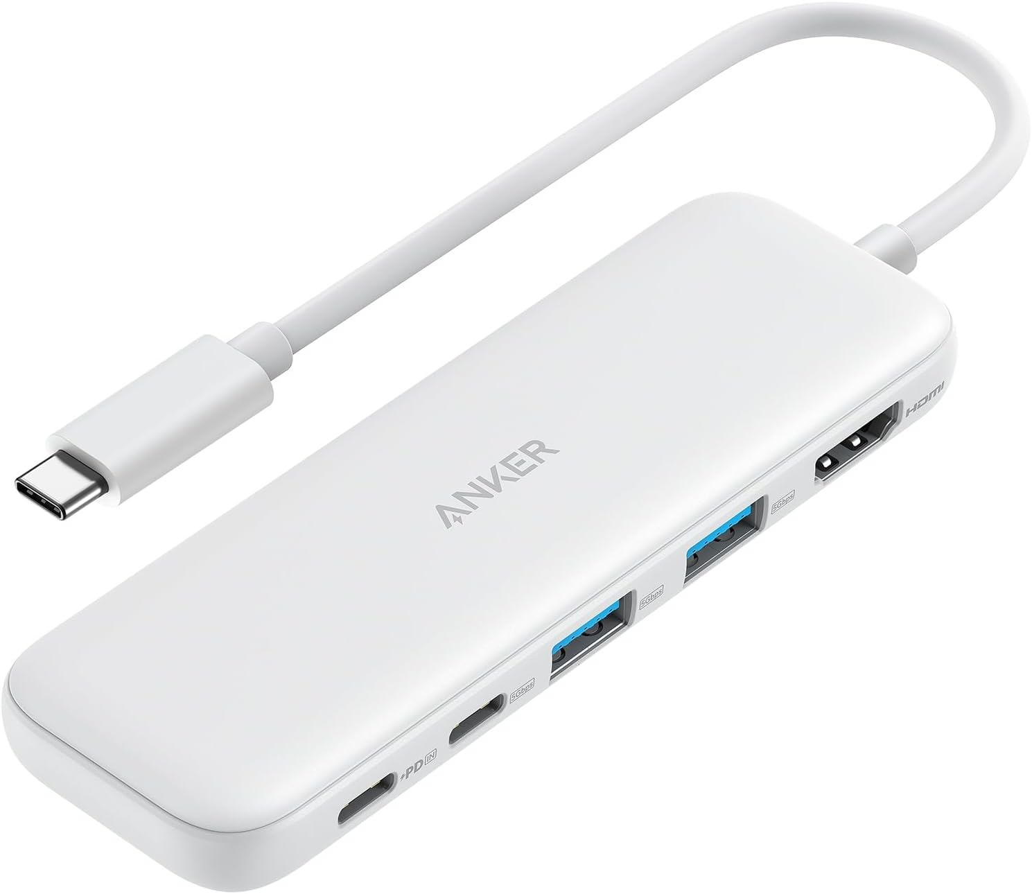 USB C Hub, 5-in-1 USBC to HDMI Splitter with 4K Display | 85W Max PD, 1 Powered USB-C 5Gbps & 2 Powered USB-A 3.0 5Gbps Data Ports, for MacBook Pro, MacBook Air, Dell and More (White)