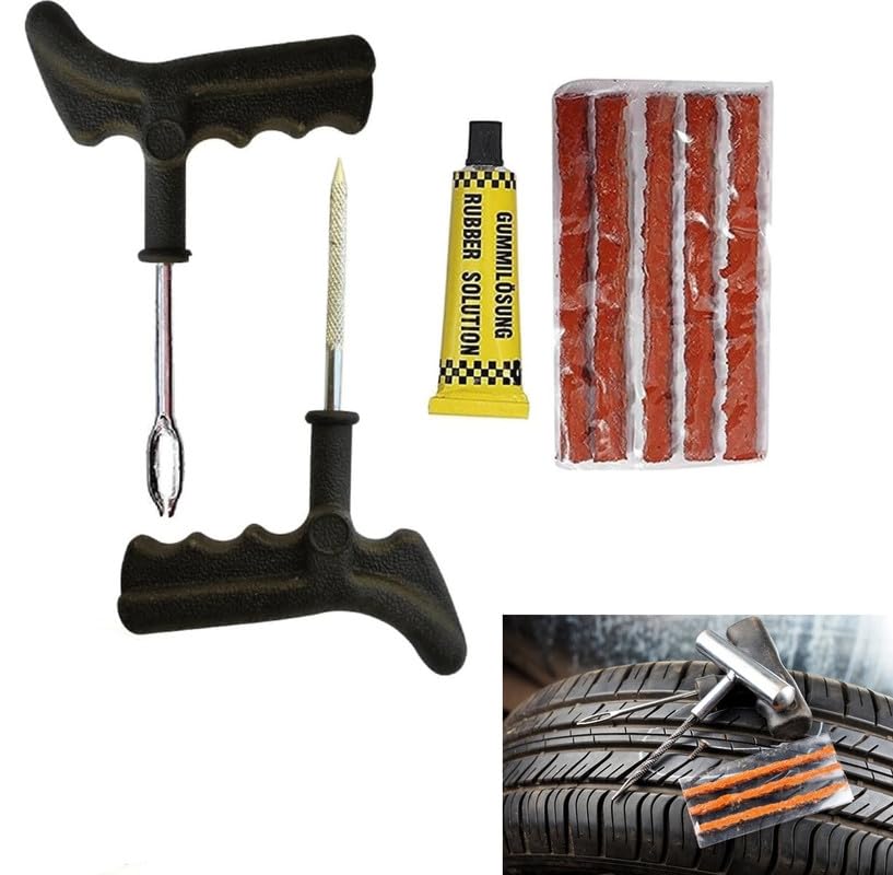 GadiParts Bike Universal Puncture Repair Kit with Rubberized Anti-Slip Hand Tools for Better Grip, Cars and Bike, Tubeless Tyre Repair KitCompatible with Bajaj Platina 110H-Gear-image-46
