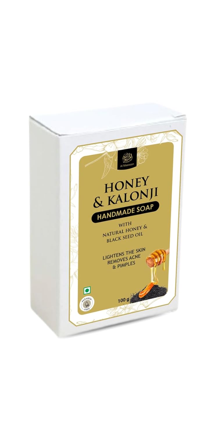 Honey Kalonji Handmade Soap, Made with Pure Honey and Black Seed Oil, 100g (Pack of 1) - Natural Soap for All Skin Types, Moisturizing and Nourishing